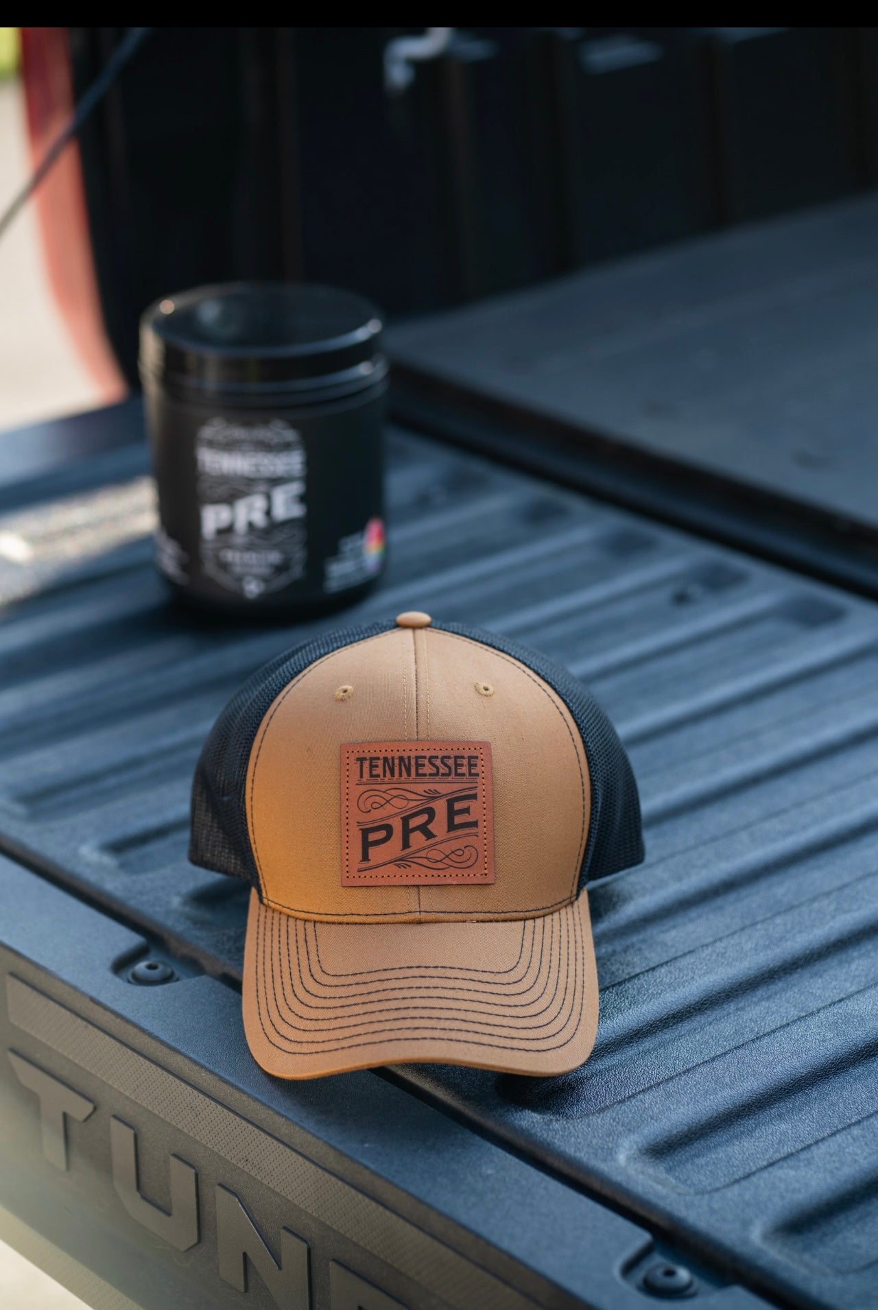 Trucker Hat w/ Leather Patch Black/Brown